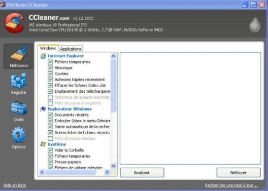 interface accueil ccleaner